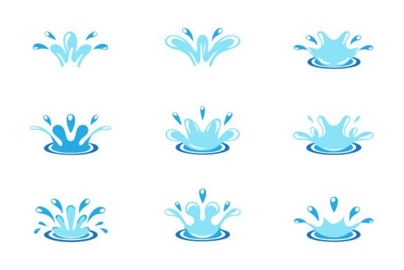 Blue Water Splash Symbol Illustration Graphics & Decorative Elements