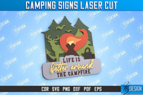 Camping Sign 3D Stand: Laser Cutting & Other Home Decor