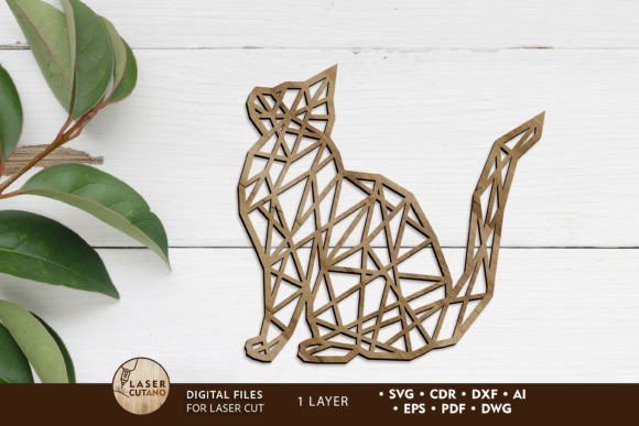 Cat Onelayered Decorative Template for Laser Cutting & Other Home Decor