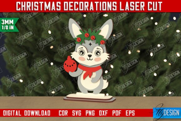 Christmas Decorations Figurine Hare Laser Cutting Winter Amp