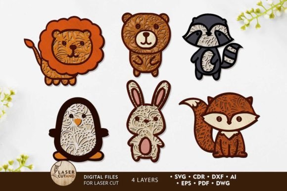 Cute Animals Set: Laser Cutting & Wall Decor