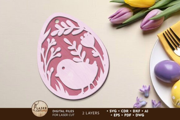 Easter Decorative Egg with Chick File: Laser Cutting Spring Amp