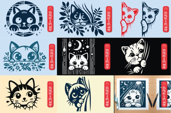 Peeking Cat SVG: Laser Cutting & Wall Decor