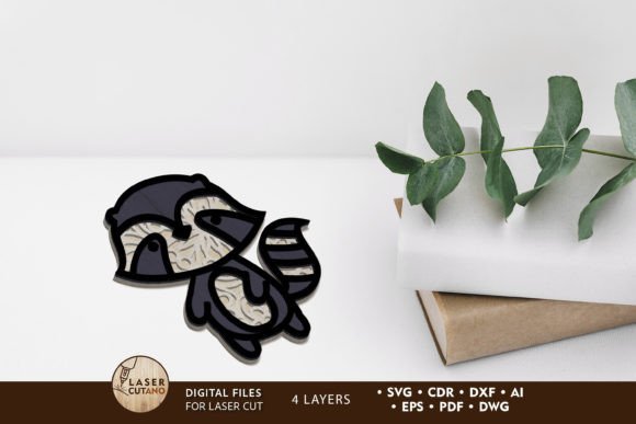 Raccoon Laser Cutting Template for Other Home Decor